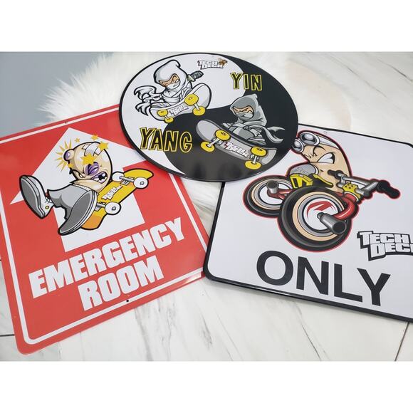 Tech Deck LOT 3 Metal Sign Vintage Skateboard 90s y2k boys bedroom‎ garage decor - Picture 1 of 9